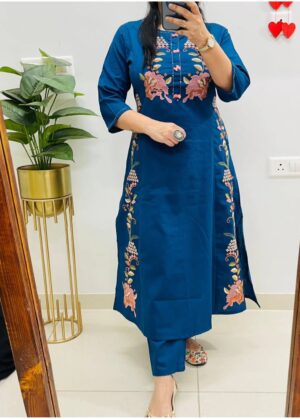 MWRF-BLUE-EMBRODI-KURTA-SET