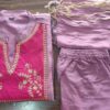 mauve pink anarkali suit set with embroidered yoke & dupatta for women | festive & ethnic wear