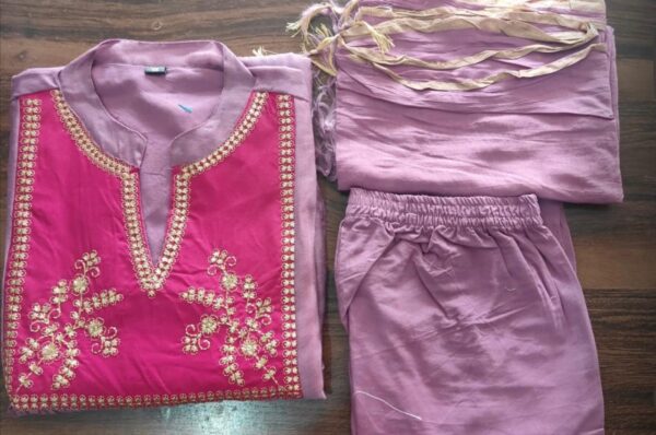 mauve pink anarkali suit set with embroidered yoke & dupatta for women | festive & ethnic wear