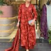 rust red floral printed cotton suit set with dupatta for women | ethnic festive & daily wear