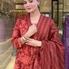 rust red floral printed cotton suit set with dupatta for women | ethnic festive & daily wear