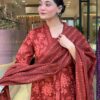rust red floral printed cotton suit set with dupatta for women | ethnic festive & daily wear