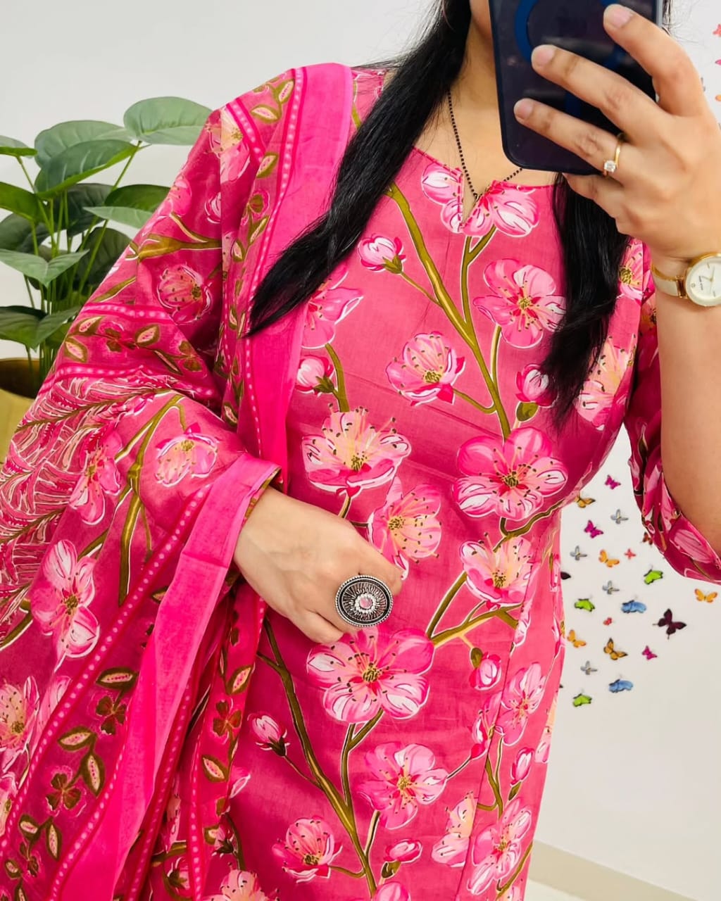 Pink Floral Kurta Pant Set with Dupatta for Women | Stylish Ethnic Wear - Image 10