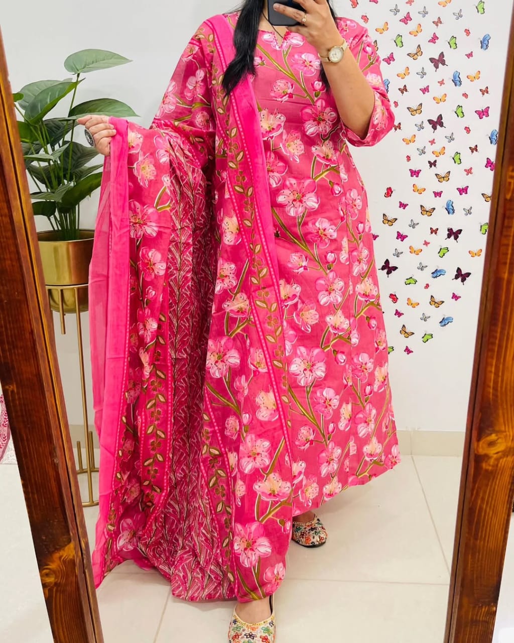 Pink Floral Kurta Pant Set with Dupatta for Women | Stylish Ethnic Wear - Image 8